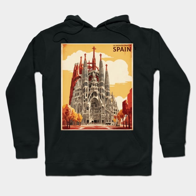 La Sagrada Familia Spain Travel Tourism Retro Vintage Hoodie by TravelersGems